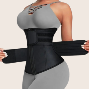 Adjustable Waist Trainer for Women Double Belts Neoprene Corset with Zipper, Workout Cincher for Tummy Control & Back Support