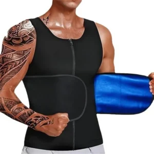 Men Sauna Suit Tank Magic Sticker Sauna Suit Tank Men Waist Trainer Tank Top Sauna Sweating Sleeveless Tummy Control